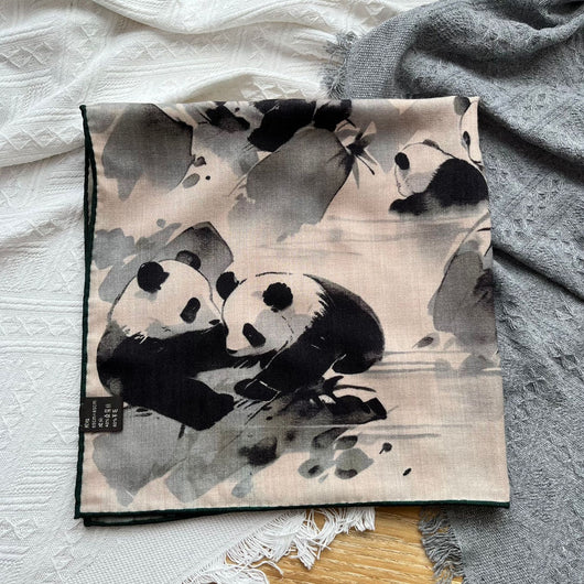 Bufanda de Lana con Estampa Panda Tinta Artística - Image 6