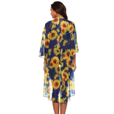 Abrigo con Estampado Floral Girasol y Borlas - Image 9