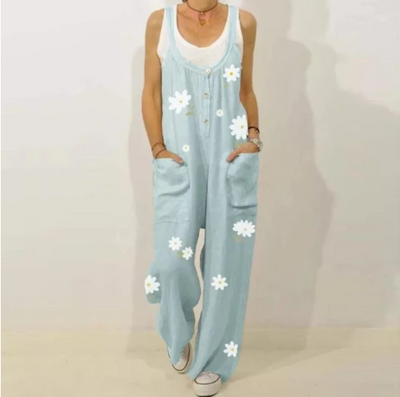 Pantalones casuales para mujer con estampado floral y tirantes - Image 7