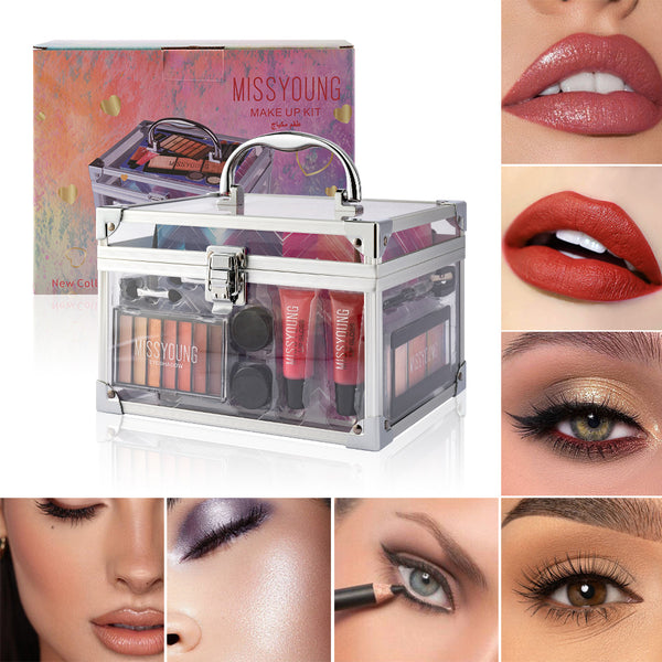 Kit Completo de Maquillaje Facial: Rubor, Sombra y Labial Estilo Europeo y Americano