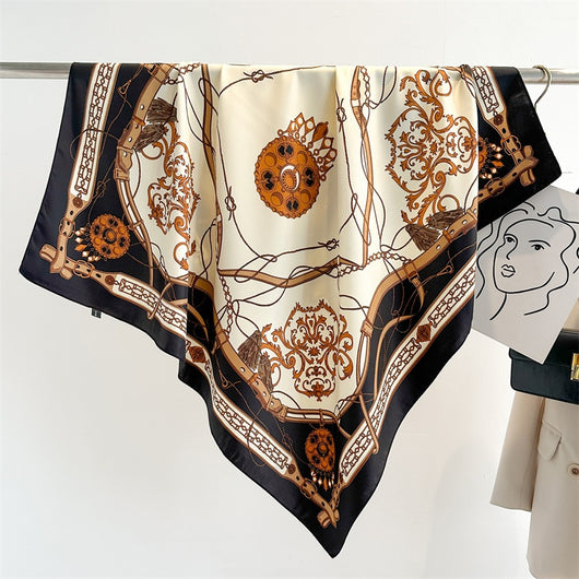 Pañuelo de Seda Twill Estampado 90cm con Anilla Cadena - Diseño Europeo y Americano - Image 19