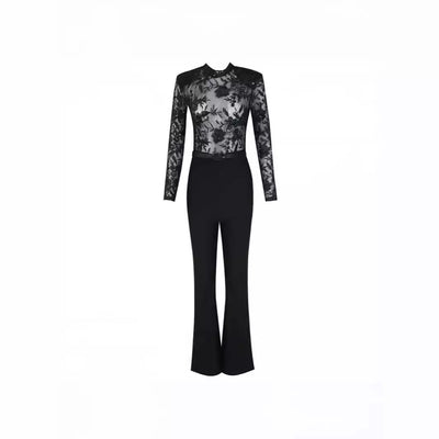 Jumpsuit de Encaje Transparente con Manga Larga para Eventos - Image 5
