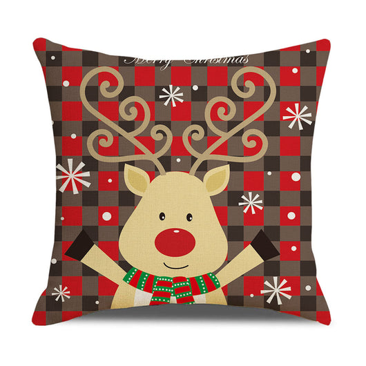 Funda de Almohada Navideña de Lino con Cuadros y Caricaturas - Image 9