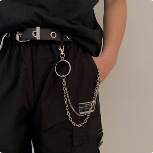 Cinturón Cadena Metal Estilo Punk para Hombre - Versátil y Audaz