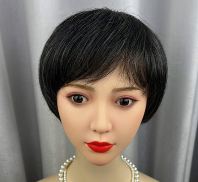 Peluca Corta Ondulada Blanca con Flores - Cabello Humano Mixto - Image 7