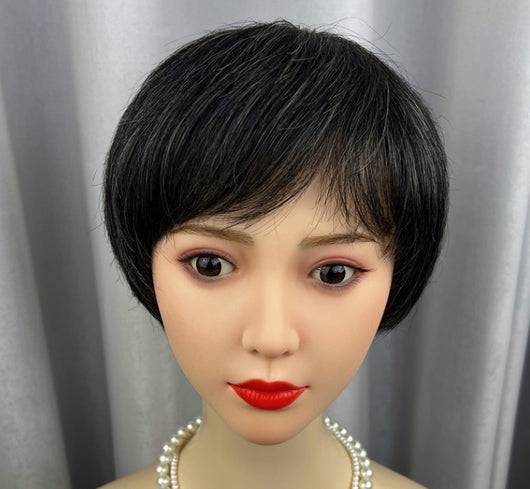 Peluca Corta Ondulada Blanca con Flores - Cabello Humano Mixto - Image 7