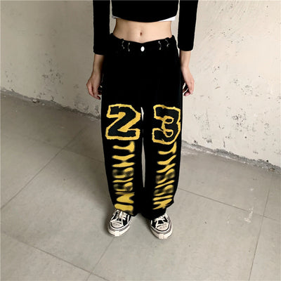 Jeans Rectos Cintura Alta con Estampado de Letras Estilo Harajuku para Mujer - Image 6