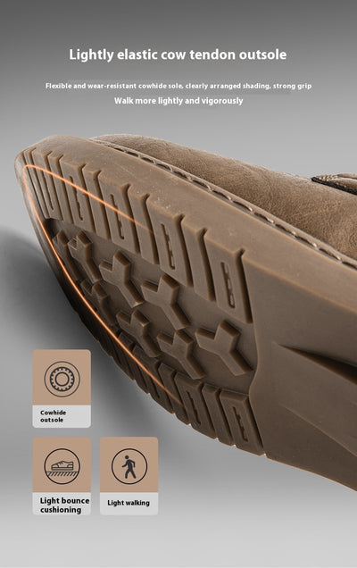Zapatos Casuales de Cuero Estilo Británico con Suela Blanda para Hombre - Image 7