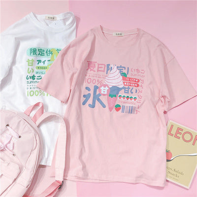 Playera Suelta con Estampado Kawaii de Manga Corta - Image 9