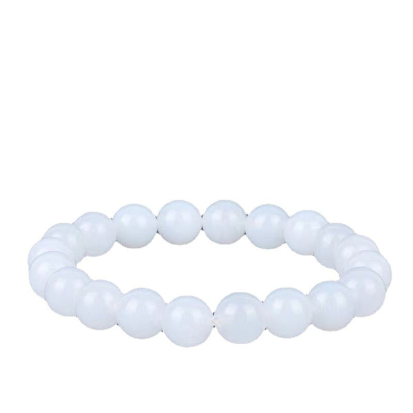 Pulsera de Jade Blanco Hotan con Cuentas Redondas de Grasa de Cabra