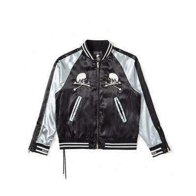 Chaqueta de Béisbol Satinada con Bordado Industrial