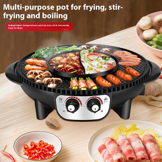 Olla Multifuncional 2 en 1: Hot Pot y Parrilla para el Hogar