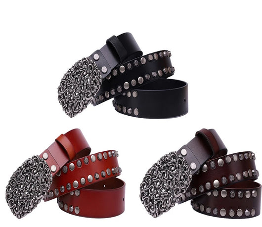 Cinturón de Cuero Genuino con Remaches para Hombre - Estilo Trend - Image 6