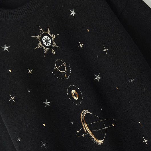Suéter Tejido Suelto con Bordado de Cielo Estrellado - Image 12