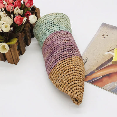 Sombrero de Rafia Tejido a Mano Plegable para Mujer - Image 9