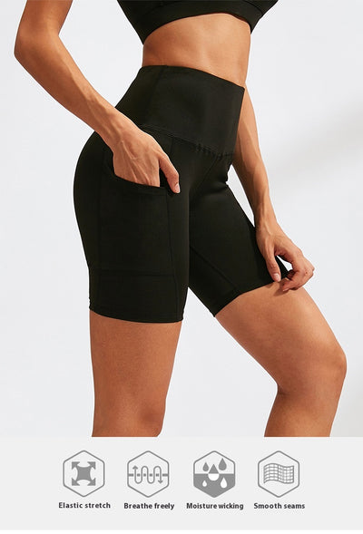 Shorts Deportivos Cintura Alta con Bolsillos Diagonales - Mallas de Entrenamiento Secado Rápido - Image 34