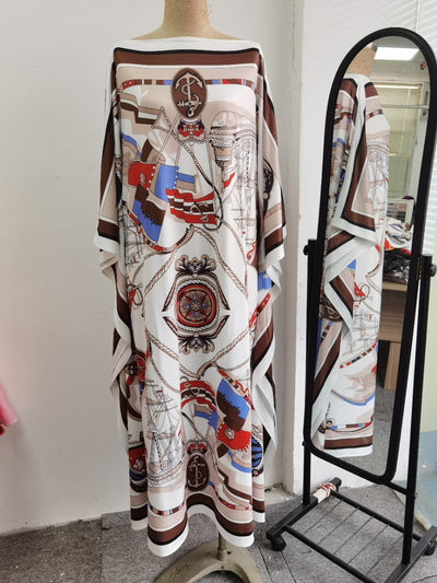 Vestido de Seda Tejida Estampado con Mangas Amplias y Corte Holgado - Image 5