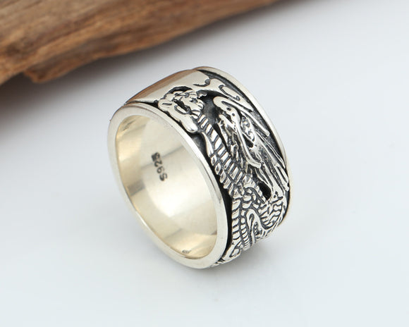 Anillo de Plata Thai S925 Vintage Hecho a Mano para Hombre