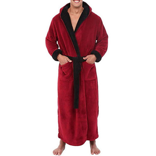 Bata de Baño Hombre Franela con Capucha Acolchada Invierno - Image 10