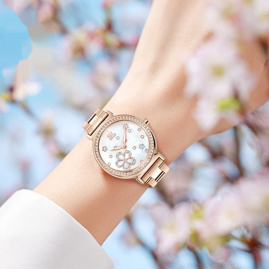 Reloj de Cuarzo para Mujer con Correa de Acero y Diamantes