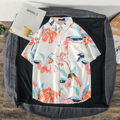 Camisa Suelta Estampada de Manga Corta para Hombre - Image 36