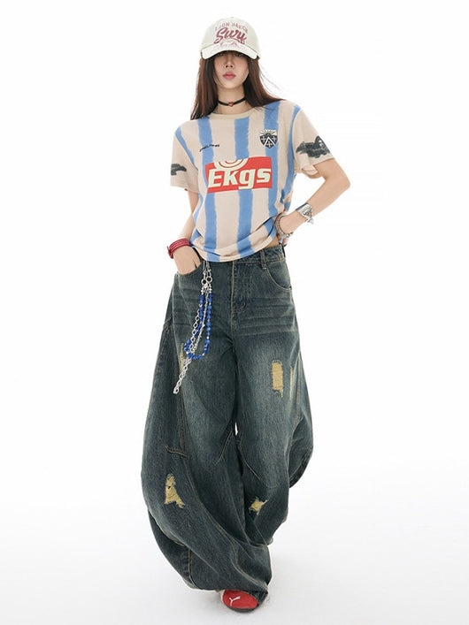 Pantalones Vaqueros Vintage Estilo Americano Bootcut Talle Ancho Lavado - Image 18