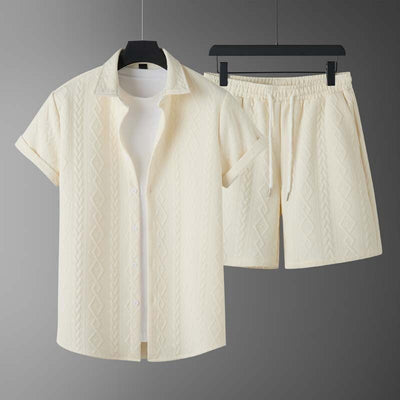 Conjunto de Camisa y Shorts con Patrón de Diamantes para Hombre - Image 5