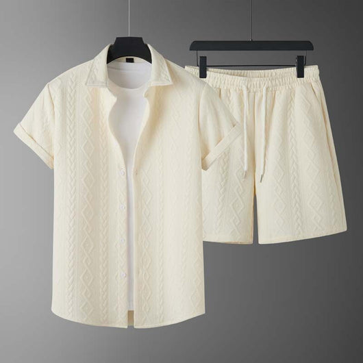 Conjunto de Camisa y Shorts con Patrón de Diamantes para Hombre - Image 5