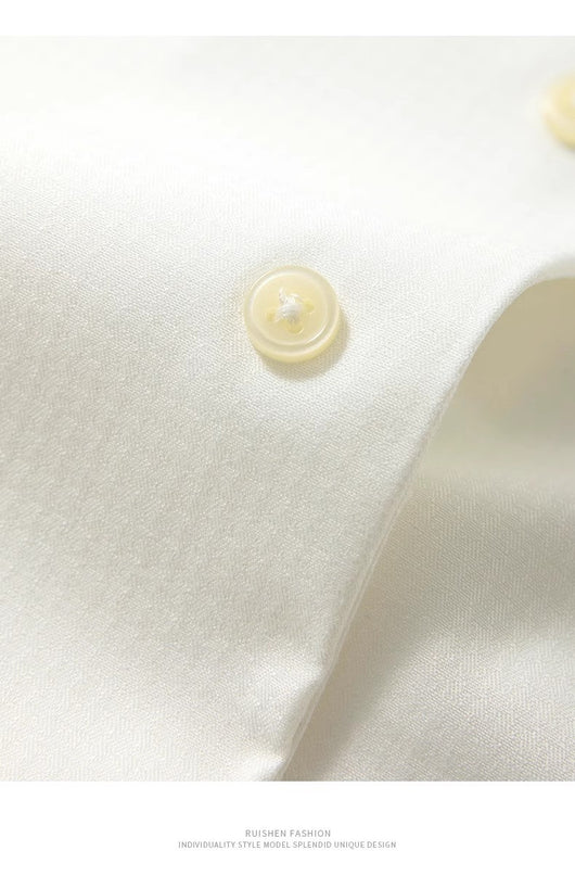 Camisa Casual de Negocios Cuello Cubano Manga Larga para Hombre - Image 18