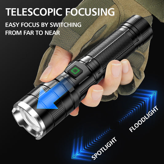 Linterna LED Recargable Profesional de Largo Alcance - Luz Potente Impermeable para Emergencias