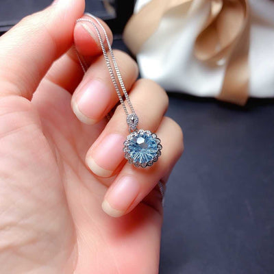 Conjunto de Topacio Azul Cielo Natural en Plata 925 - Anillo, Colgante y Aretes para Mujer - Image 3