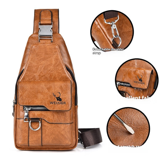 Bolsa de Pecho Retro para Hombre - Gran Capacidad Impermeable - Image 3