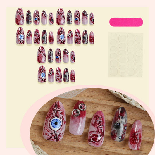Set de 30 Uñas Postizas 3D Almendra - Efecto Estéreo Halloween - Image 3