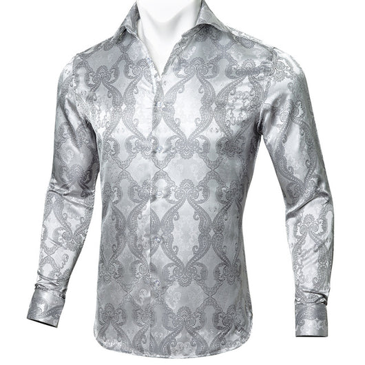 Camisa de Seda Estampado Paisley Azul Verdoso - Diseño Floral Sofisticado para Hombre - Image 32