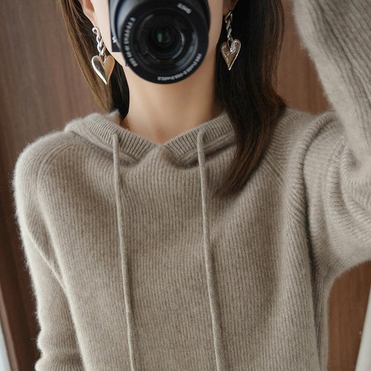 Suéter Cashmere con Capucha para Mujer - Pullover Holgado - Image 13