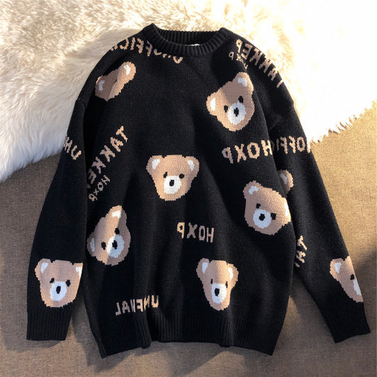 Suéter Retro con Oso para Mujer - Top Trendy Ins