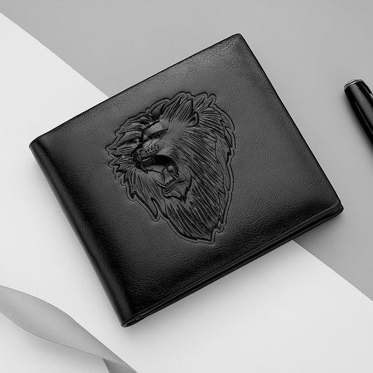 Billetera para Hombre con Patrón de León Grabado