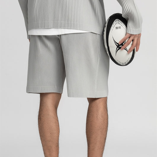 Pantalones Cortos Casuales Holgados con Cintura Elástica y Pliegues para Hombre - Image 3