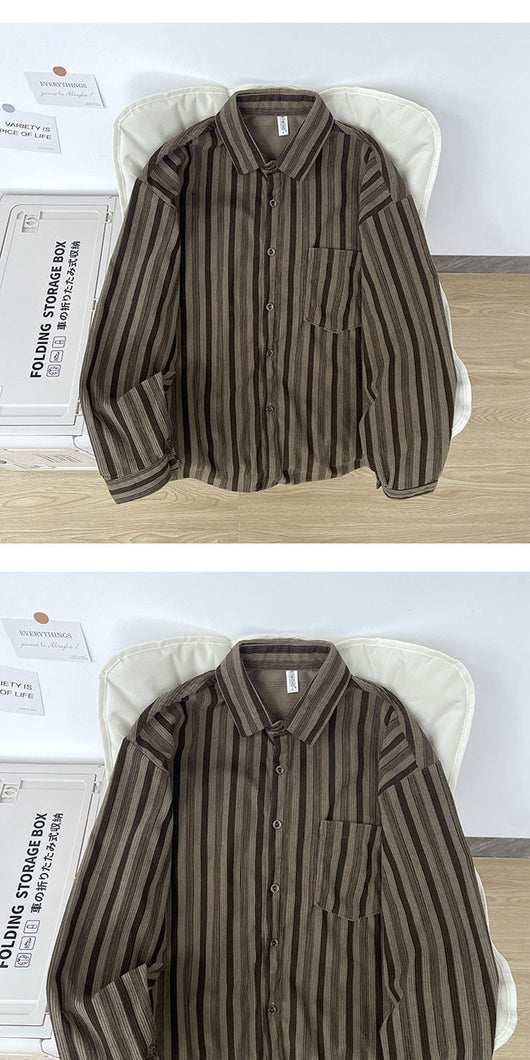 Camisa Retro Oversize de Manga Larga para Hombre - Image 11
