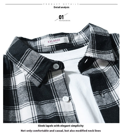Camisa Tipo Cuadros Japonesa Manga Larga Hombre - Chaqueta de Trabajo Oversize - Image 14