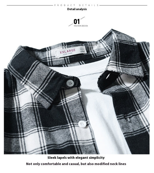 Camisa Tipo Cuadros Japonesa Manga Larga Hombre - Chaqueta de Trabajo Oversize - Image 14