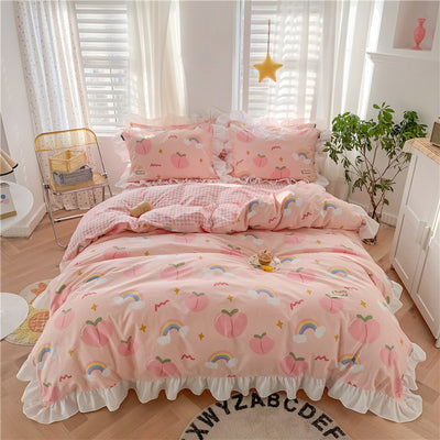 Juego de Cama Infantil 100% Algodón Puro - Diseño Princesa con Flores