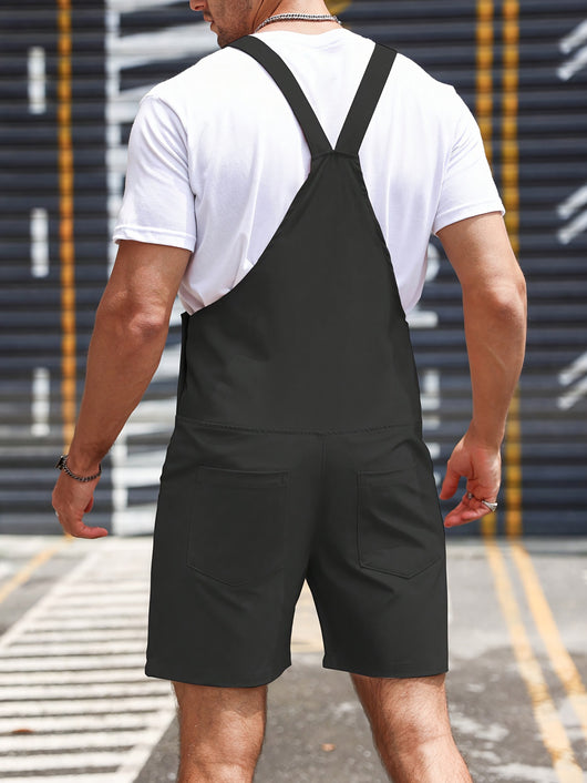 Pantalones Casual con Tirantes de Colores Sólidos para Hombre - Image 9
