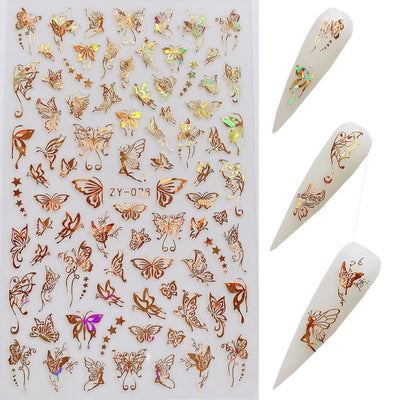 Stickers de Uñas Mariposa con Efecto Bronce Láser - Image 21