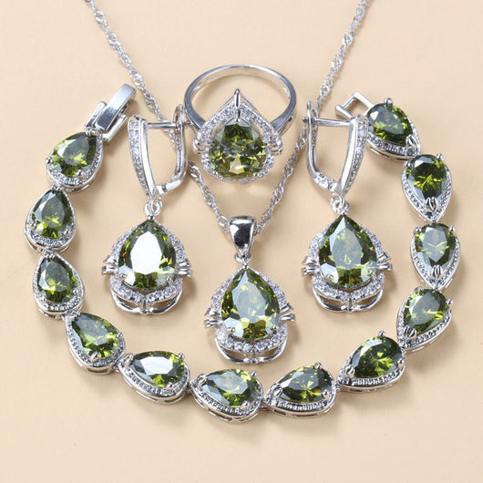 Conjunto de Joyería con Piedras Incrustadas: Collar, Aretes y Anillo de 4 Piezas - Image 12