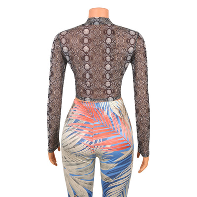 Blusa Manga Larga Transparente con Estampado de Serpiente - Image 9