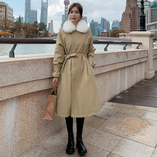 Chaqueta Abrigo Impermeable de Piel de Conejo y Algodón para Mujer - Image 4