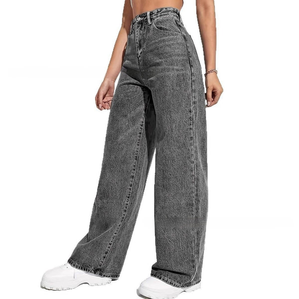 Jeans Sueltos Desteñidos Estilo Retro Casual Versátil