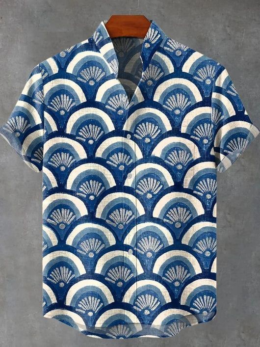 Camisa Casual Cuello Mao Manga Corta Versátil para Hombre - Image 8