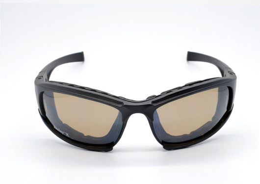 Black full-frame motorcycle goggles with yellow lenses, an adjustable elastic strap, and detachable temple arms. - Image 8